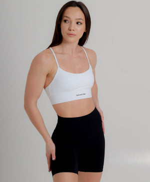 Active White Racer-Back Sports Bra